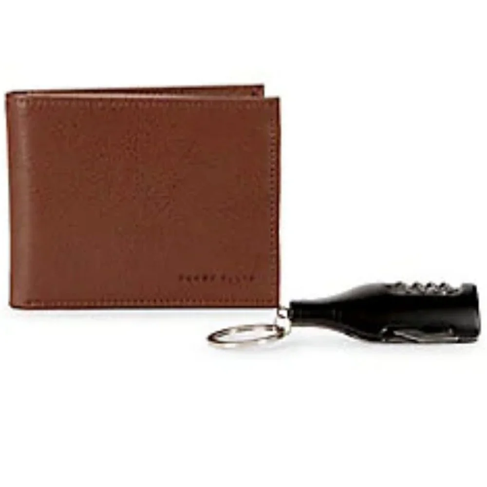 PERRY ELLIS Brown Leather RIFD Wallet / Multi Tool Set